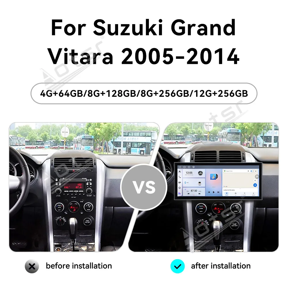 Sleek 15.8 Inch Large Screen Android 15 Auto Radio Android Auto GPS Multimedia Stereo Player For Suzuki Grand Vitara 2005-2014
