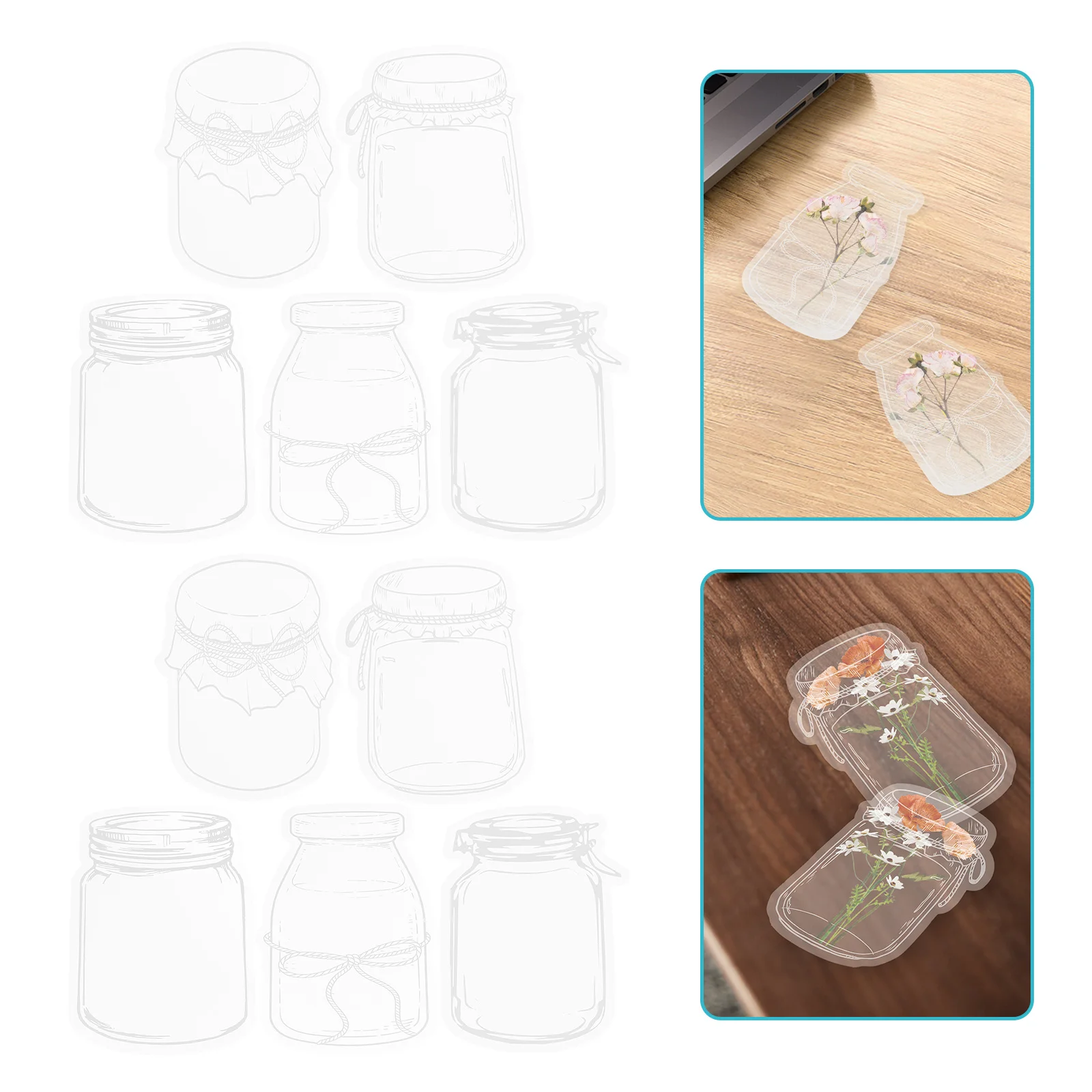 

20 Sheets Dried Flower Bookmark Set with Pet Transparent Stickers DIY Crafting Material for Vibrant Handmade Book Page Markers