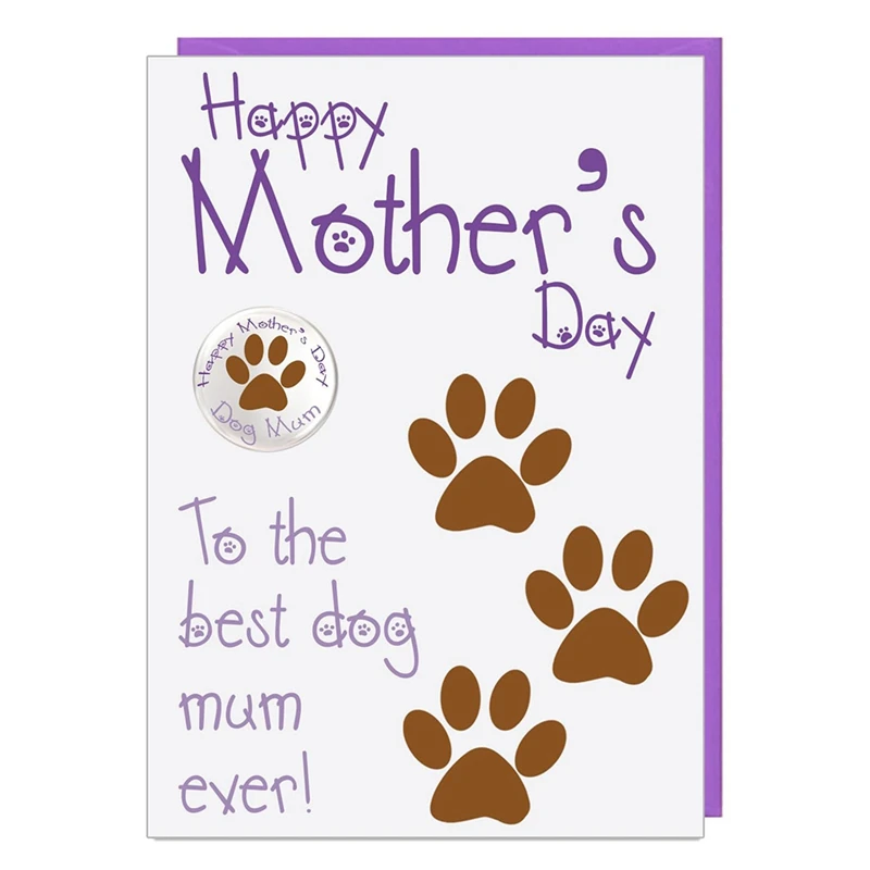 بطاقة عيد الأم من الكلب للأم مع شارة بطاقات عيد الأم وهدايا عيد الأم متينة وسهلة التركيب