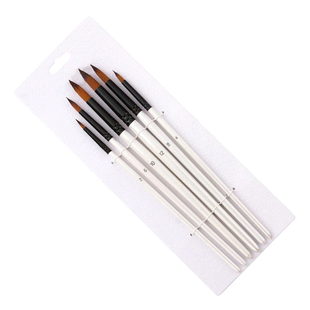 

6Pcs Watercolor Brush Set Soft Nylon Hair Excellent Water Intake Smooth Stroke Easy Rinse Perfect for Oil Gouache Drawing