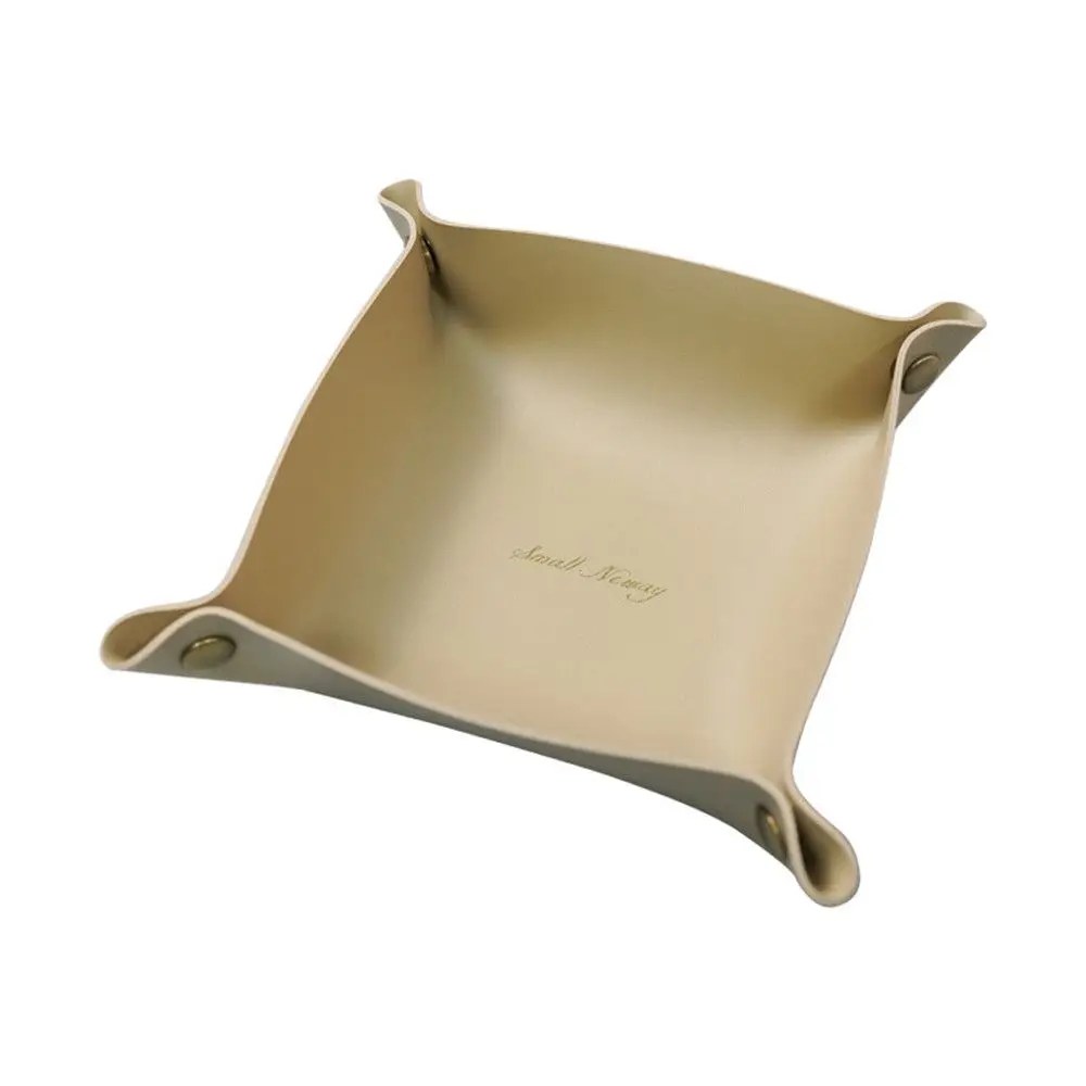 Desktop Storage Tray Leather Key Plate Home Decoration Dish Tray key Wallet Coins PVC Folding Storage Box