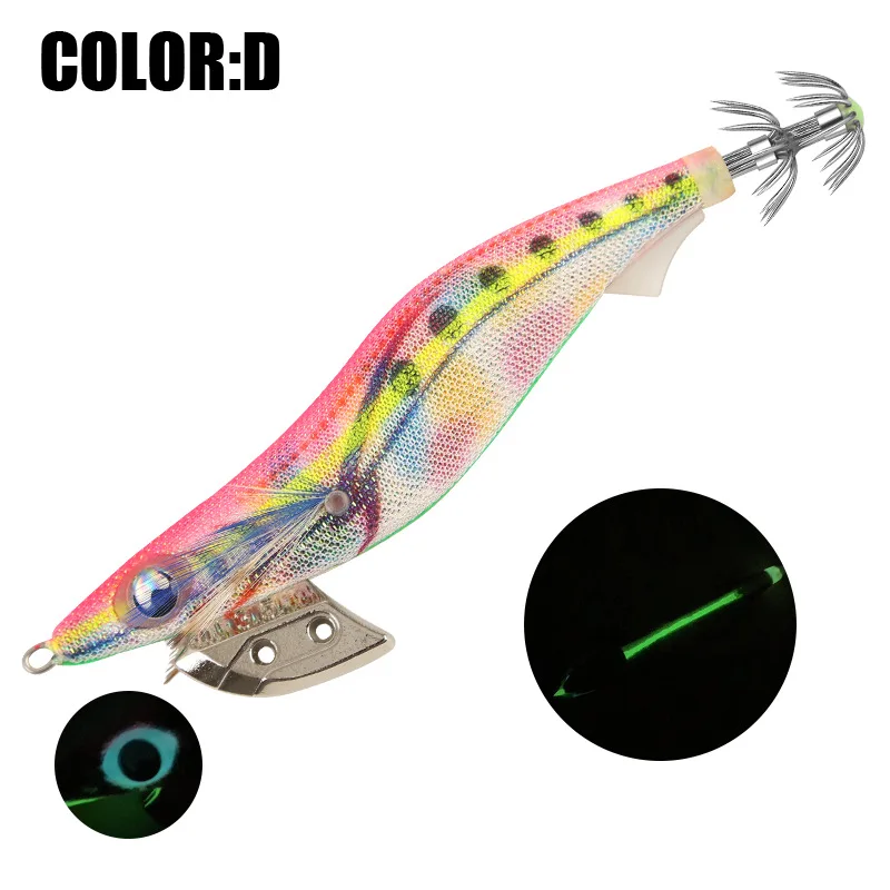 

New Egi Lure with fin Squid Gaff Luminous Squid Bait Sea Fishing Squid Hook Egi 2.5# 3.0# 3.5#