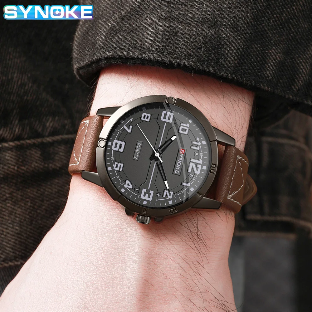 SYNOKE Men Quartz Watch Fashion Sport Business Belt Retro Watch For Men Watch Student Wristwatch Sports Non Mechanical New Style