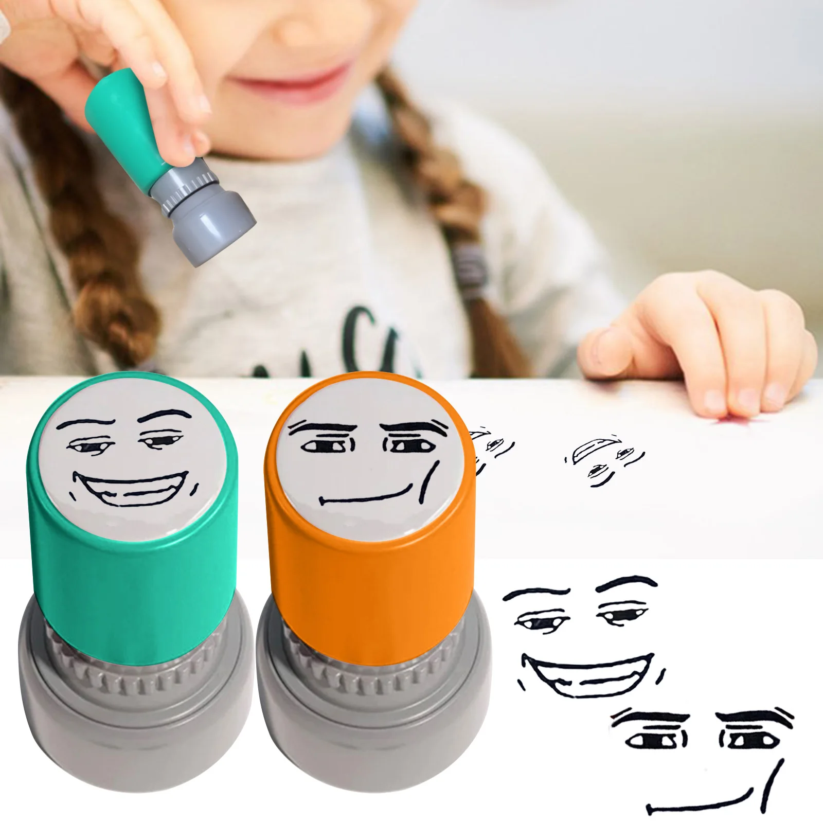 ألعاب 3 أشهر لحديثي الولادة 1.5 مللي مجموعة طوابع ختم نمط أزرق للمجلات سكرابوكينغ لوازم يدوية ذاتية الصنع مع حبر مقبض خشبي