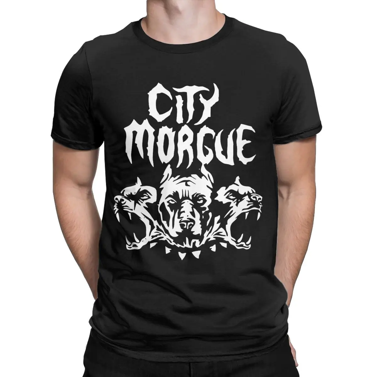 City Morgue Cerberus T Shirts for Men Cotton Novelty T-Shirt O Neck Tee Shirt Short Sleeve Clothing Gift Idea