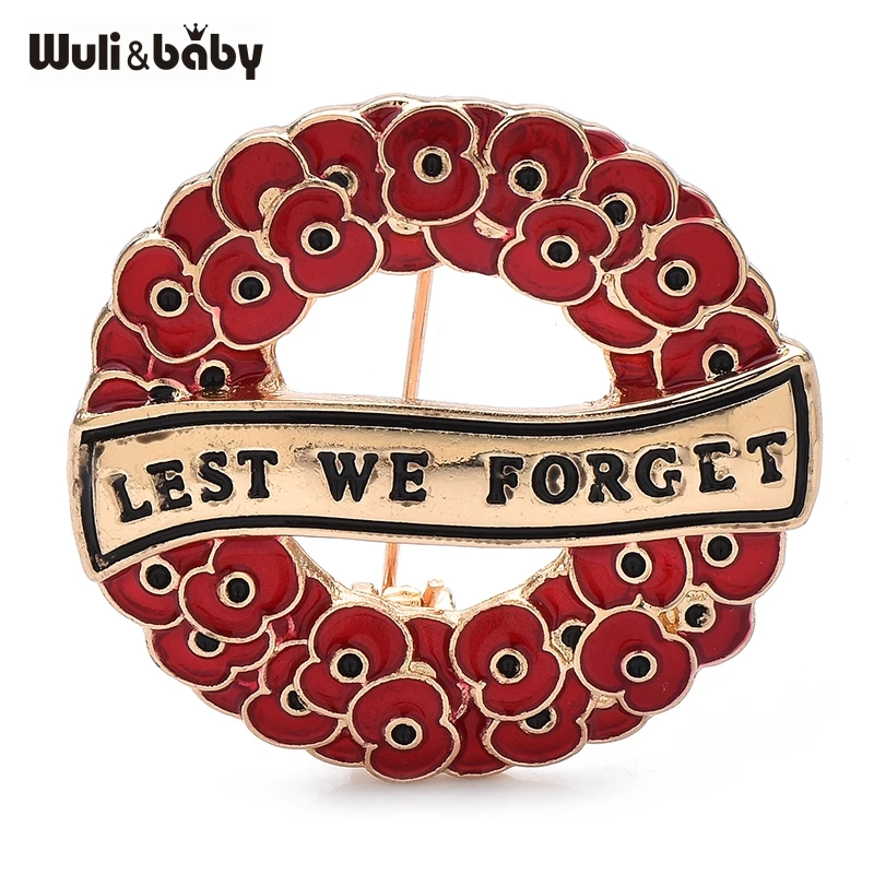 Wuli&baby Poppy Flowers Garland Brooches Enamel Charming Pins 