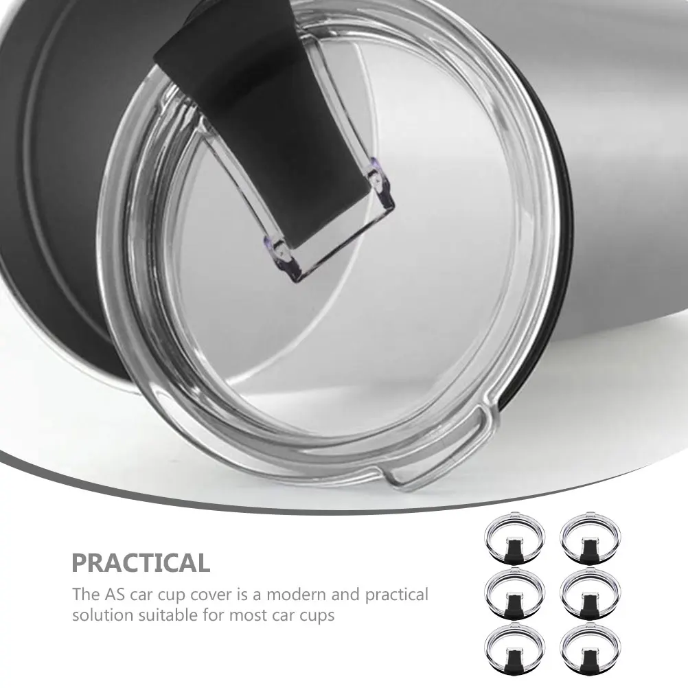 

6pcs 20oz Black Waterproof Car Cup Lids Sealed Leak Proof Travel Mug Covers Plastic Bottle Tumbler Replacement