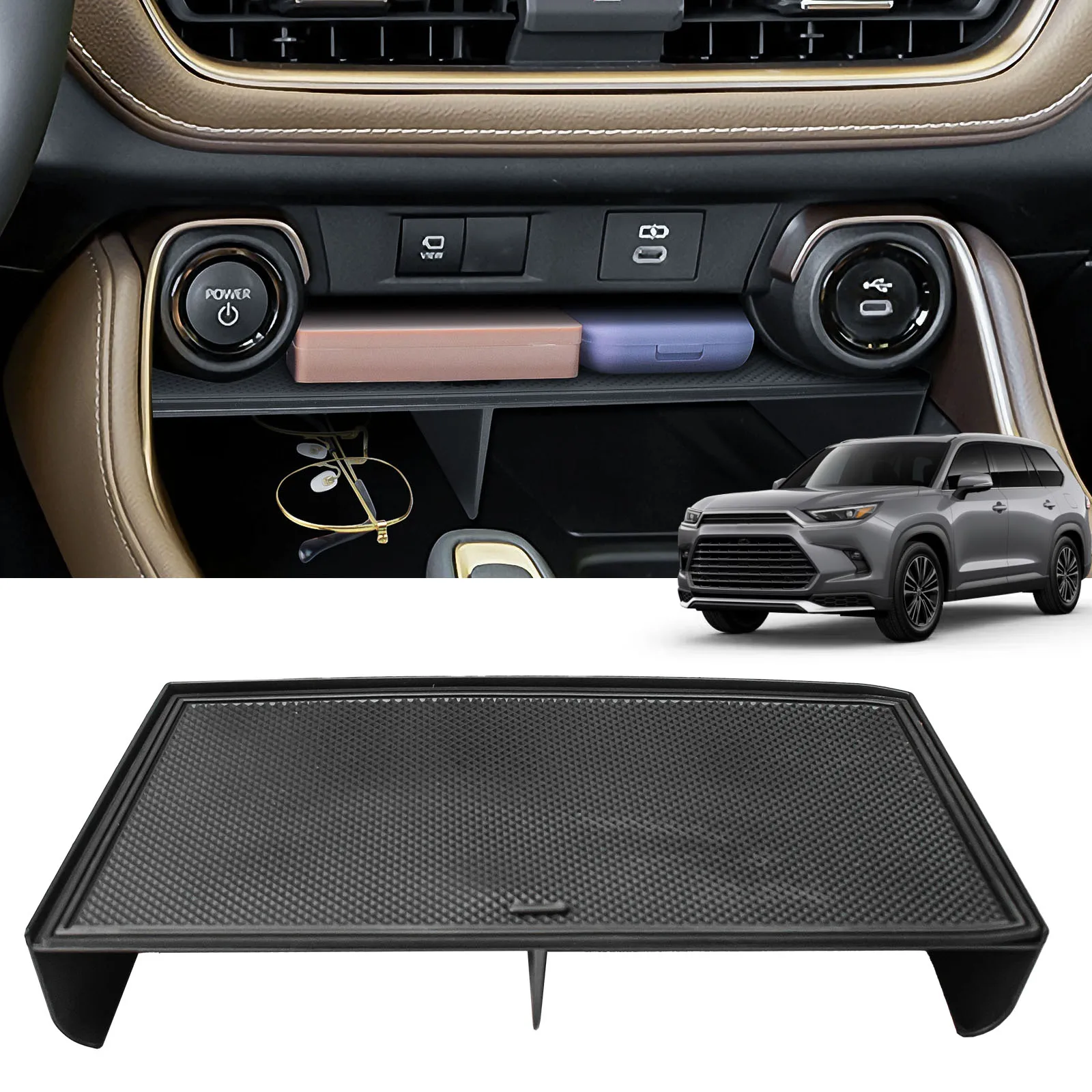 

Center Console Organizer for 2023 2024 2025 Toyota Grand Highlander Insert Dividers Phone Middle Center Console Car Storage Box