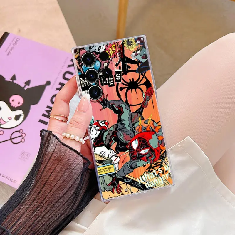 Miles Morales Spiderman Gwen S25Ultra Clear Case For Samsung Galaxy S25 S24 S23 Ultra S20 S21 FE S22 Plus A56 A36 5G Phone Cover