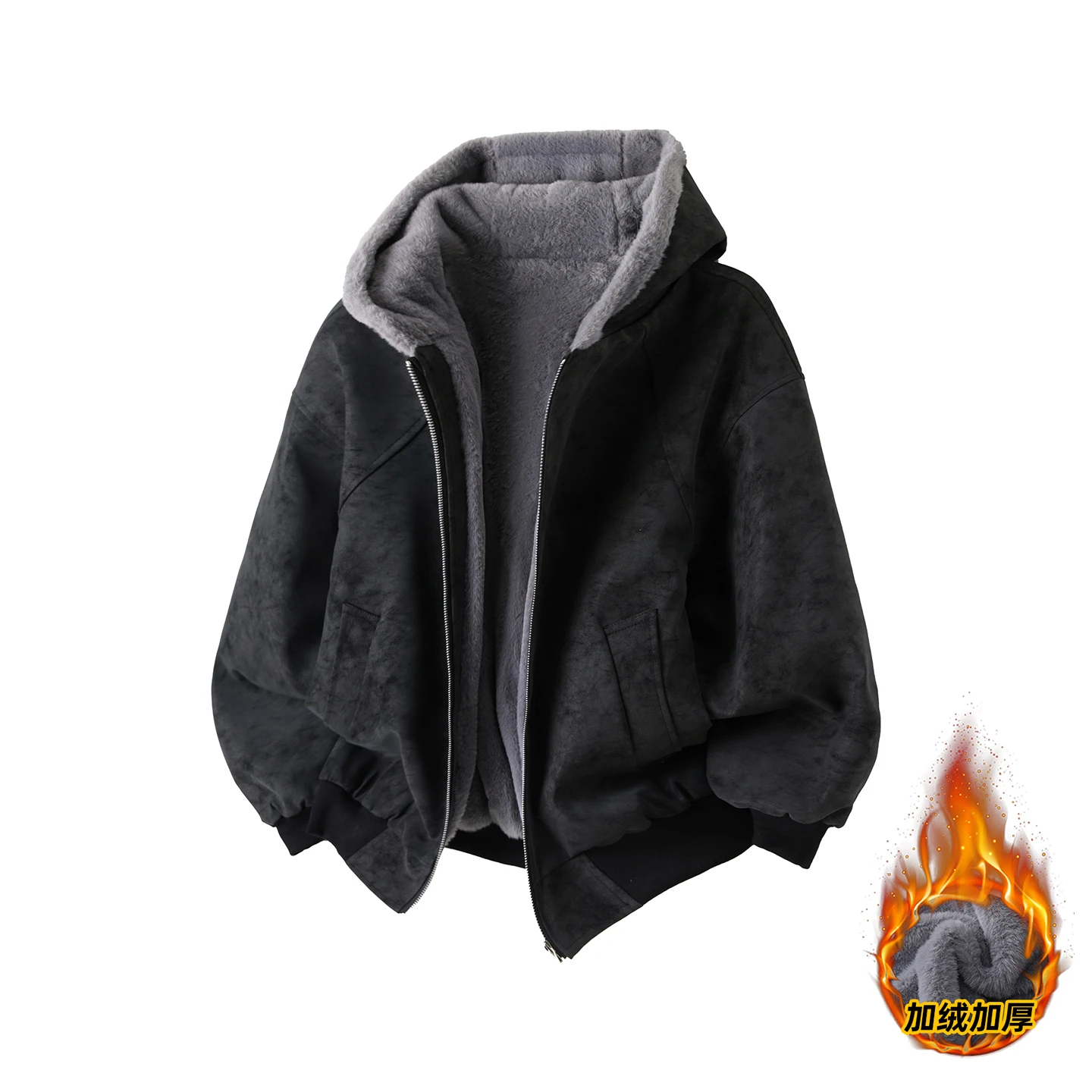 

2025 Winter New Men's Cotton Jacket Thickened Plush Warm Trendy Design Windproof and Warm Fabric Youth Casual Jacket