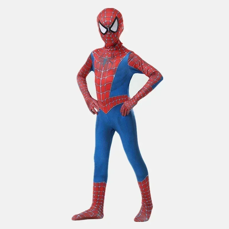 子供のためのスパイダースーパーヒーロースーツ,スパンデックス全身タイツスーツ,ハロウィーンのマンコスプレジャンプスーツ,3Dスタイル