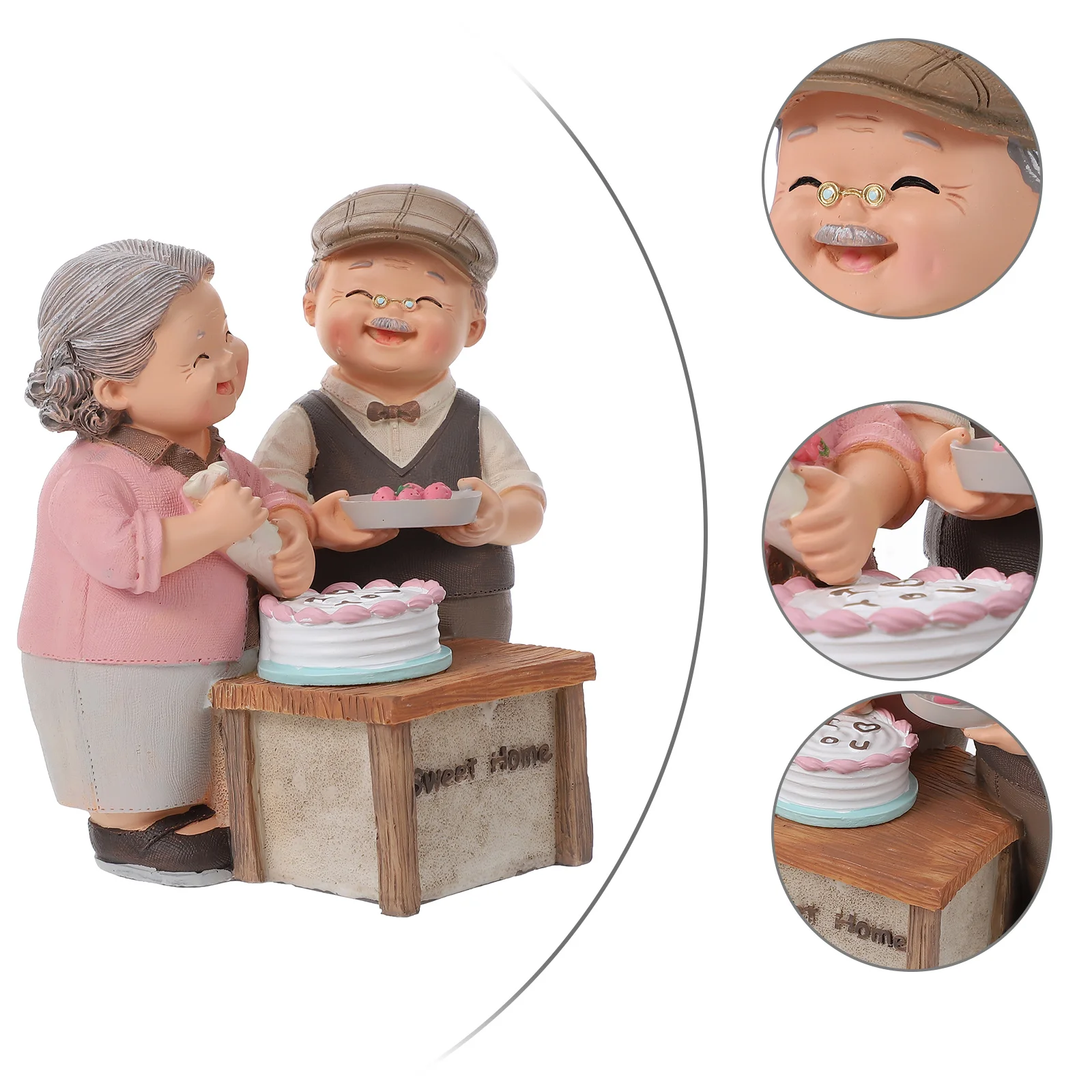 1 Set Loving Elderly Couple Resin Statue Married Couple Resin Figurine Decor