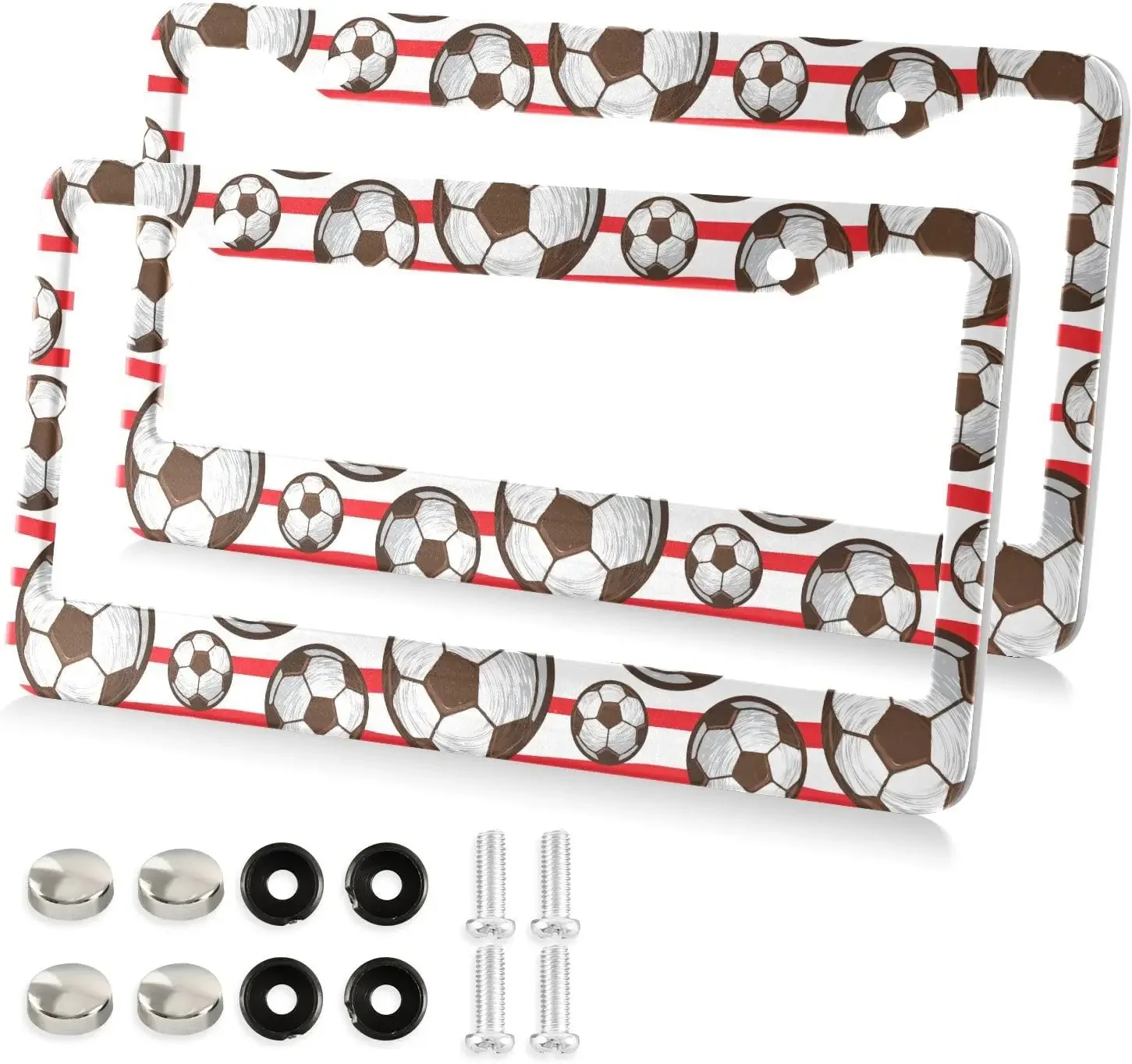 

Football Pattern Car License Plate Frame 2 Pack License Plate Holder with 2 Holes Car Tag Frame for Women Men US Vehicles