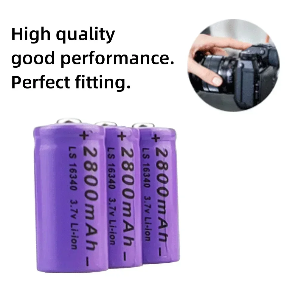 2024 NEW 3.7V 2.8ah CR123A RCR 123 ICR 16340 Battery 2800mAh 3.7v Safety Camera Rechargeable Lithium Ion     Battery