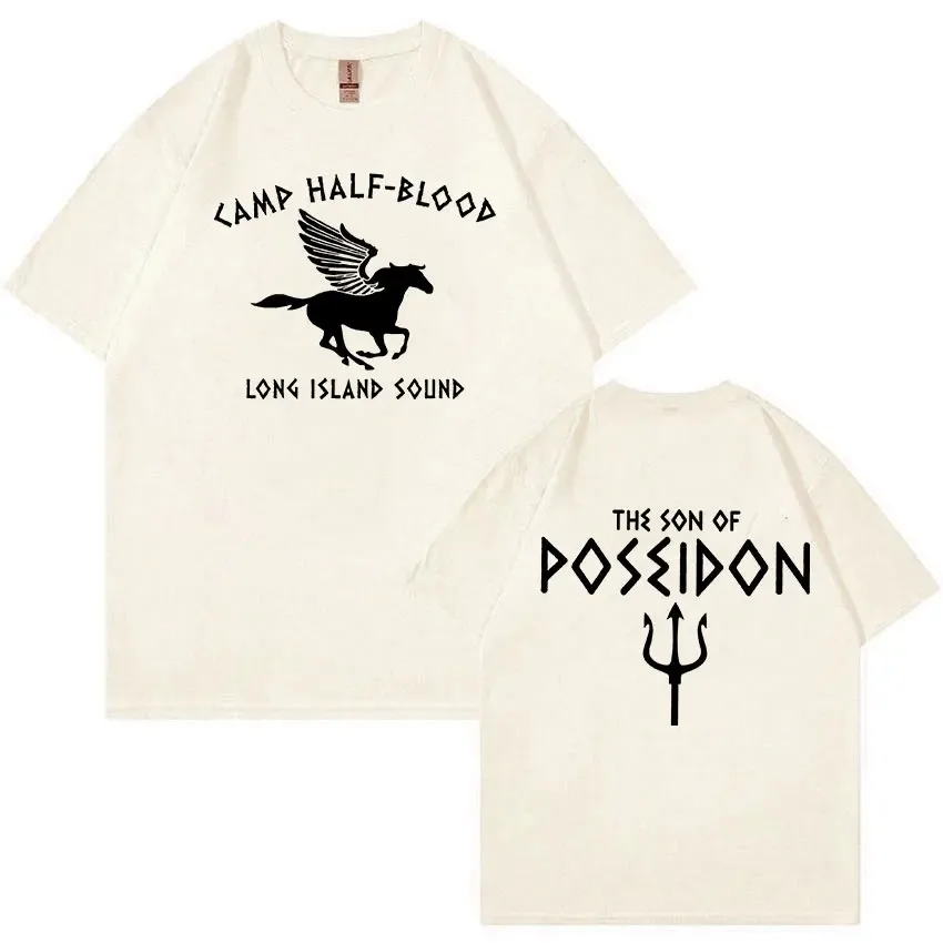 Percy Jackson Camp Half Blood Graphic T Shirt Men O-Neck Retro Fashion Cotton T-shirt Unisex Casual Oversized Tshirts Streetwear