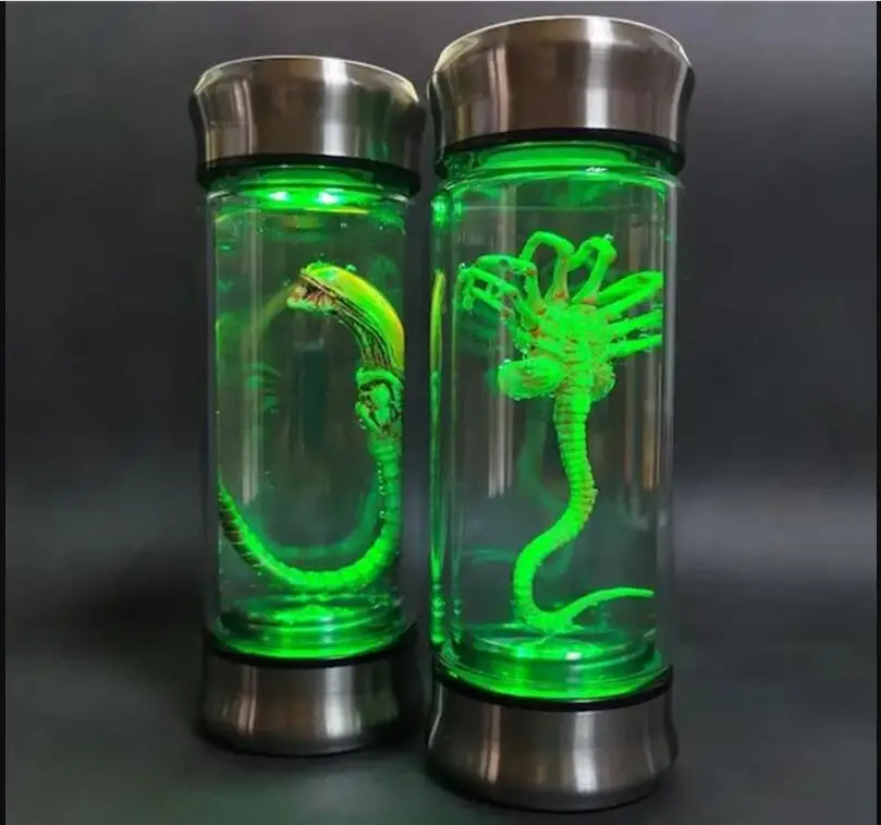 Alien Glow Jar Xenomorph Specimen Facehugger Embryo Glass Jar Movie Prop Replica Home Decor Desktop Crafts Sculpture Decoration