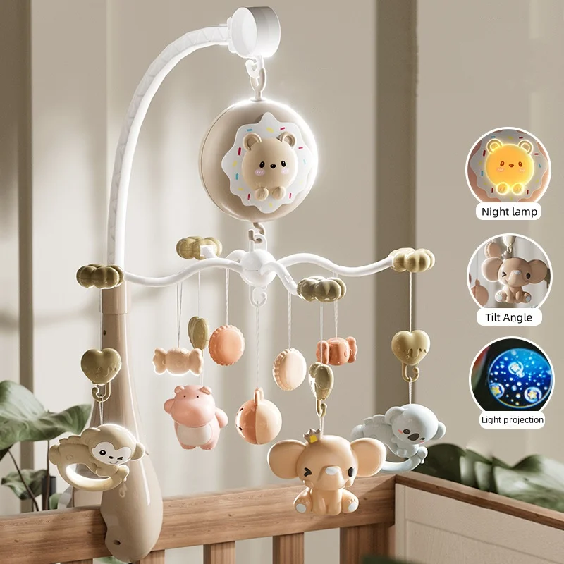 Educational toys for newborns Electric rotary music crib bell can bite rattle Light with Bluetooth function pendant