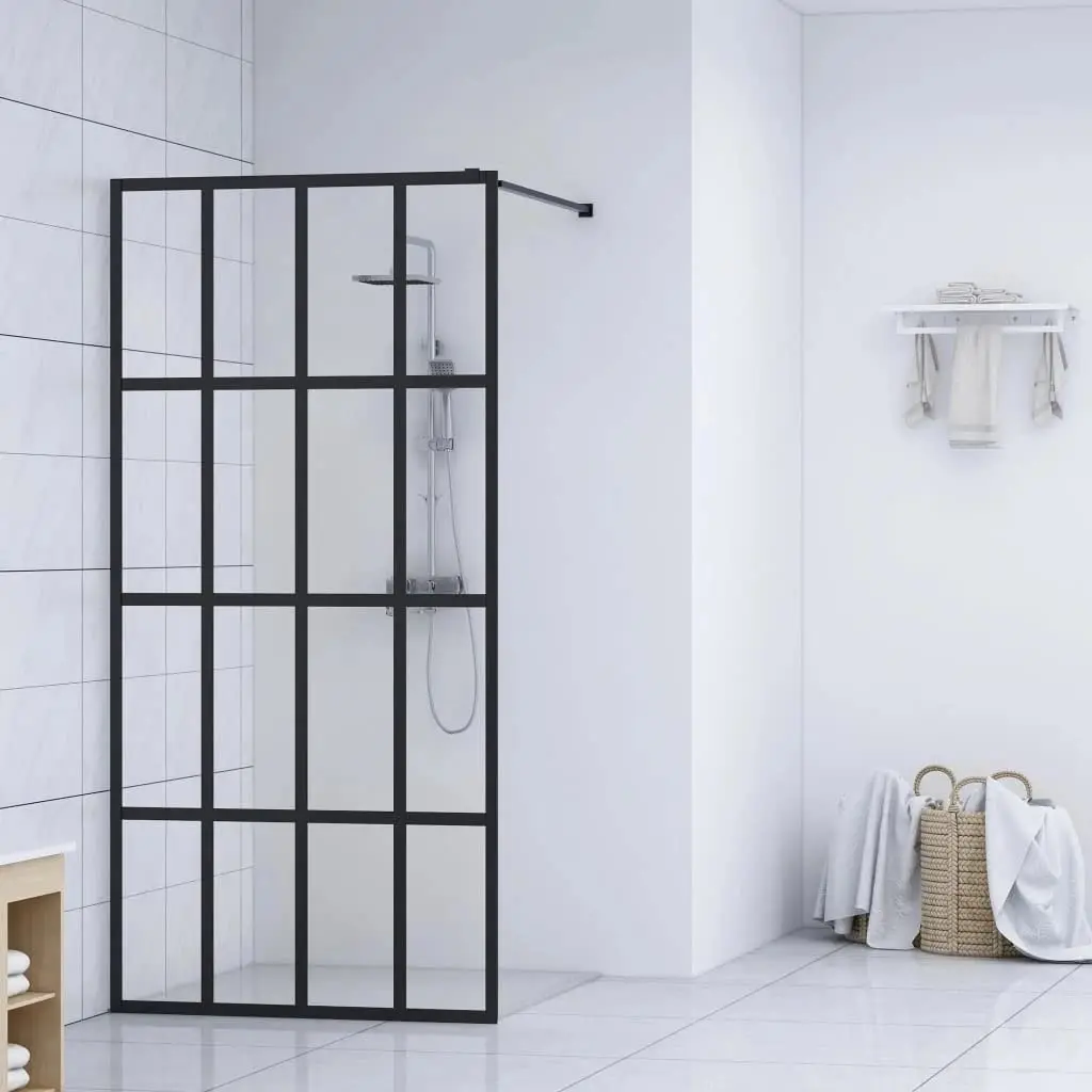 Framed Fixed Walkin Tempered Glass Shower Screen Glass Panel Open Walk In Bathroom Shower Door With Matte Black Hardware