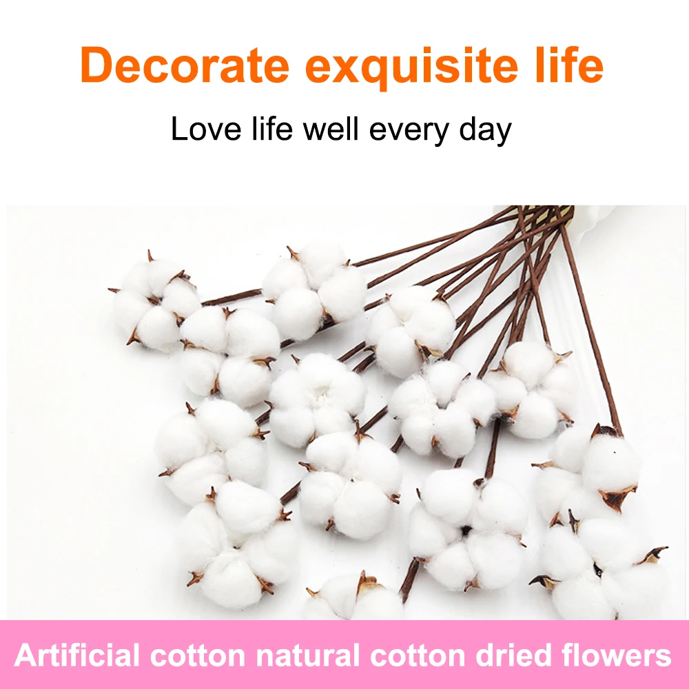 

Wholesale of dried cotton flower bouquets eternal flower decorations shooting props simulated flowers DIY Christmas cotton