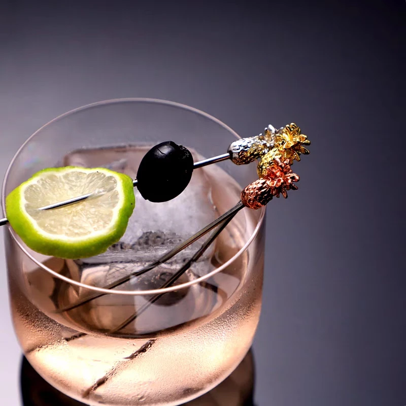 

10Pcs Length-11.5cm Fruit Cocktail Pick Stick Stainless Steel Bar Tools Drink Stirring Sticks Martini Pick Party Accessory