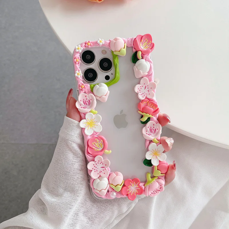 Real Dried Flowers Epoxy Case For IPhone 14 Plus 13 12 11 Pro Max Soft Cover Fundas Bumper X XS XS Max Transparent Case Shell