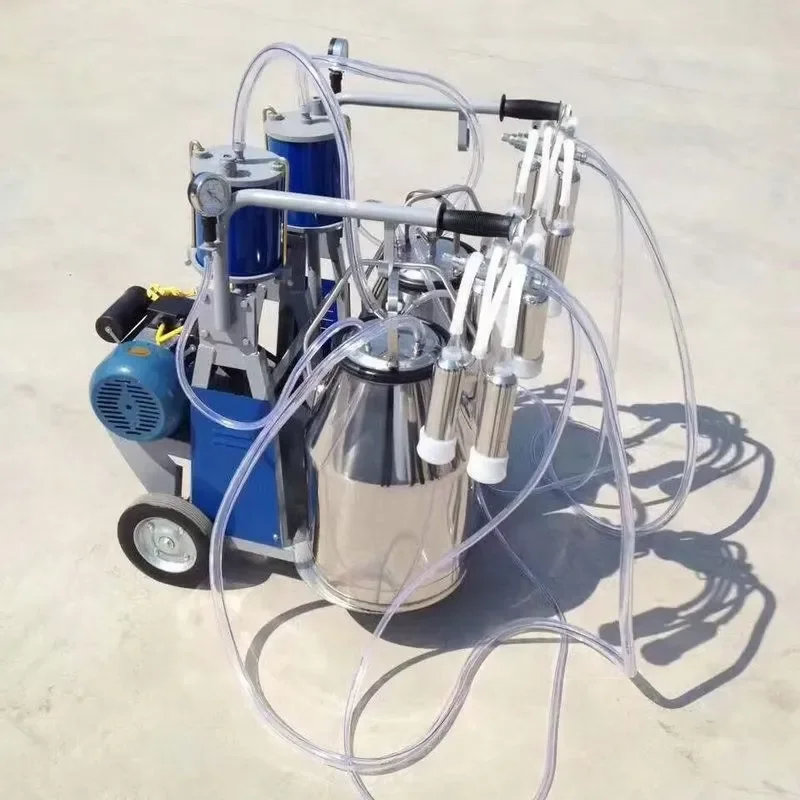 Factory Price Portable Double Bucket Milking Machine Piston Pulsator Cow Goat Dairy Milking Equipment