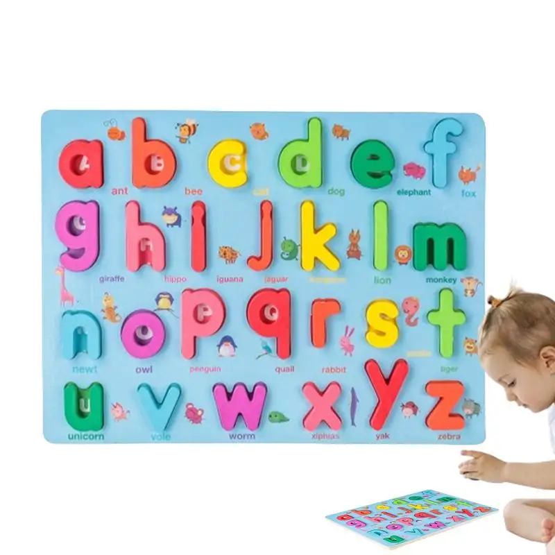 Wooden Alphabet Puzzle Wood Colorful Washable Alphabet Puzzle For Kids Decorative Reusable Educational Early Learning Activities