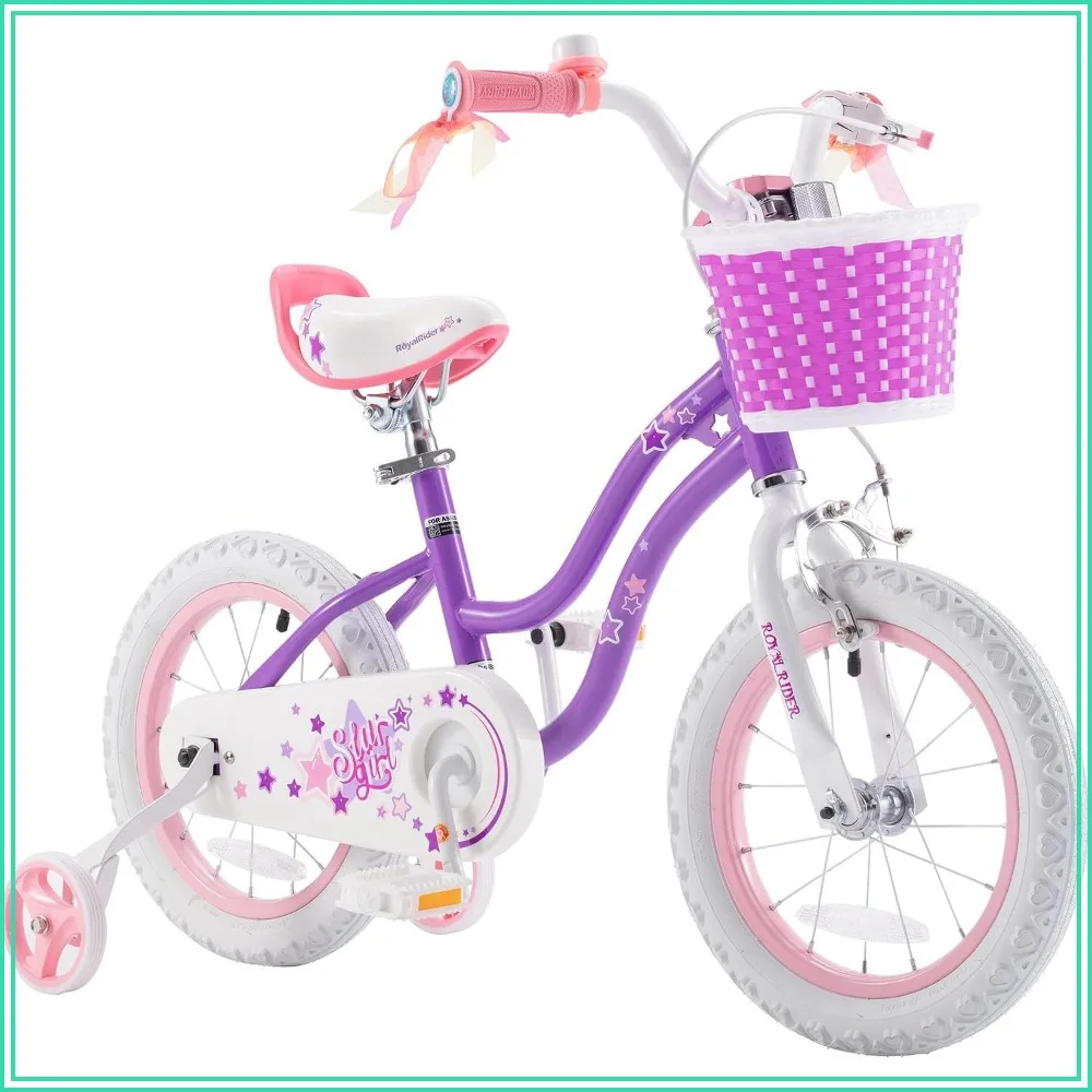 Girls Bike with Training Wheels, 14 Inch Toddlers to Big Kids Ages 3-5, Lavender