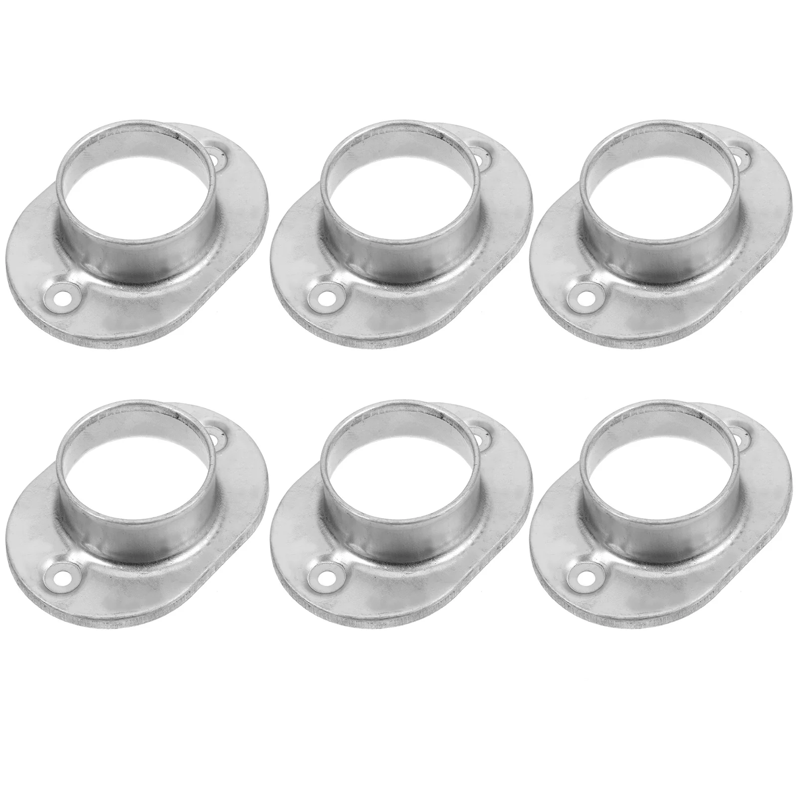 

6pcs 48MM Round Tube Base Zinc Steel Handrail Anchor Fixed Bracket Silver Floor Flange Post Deck Railing Supports Fence Post