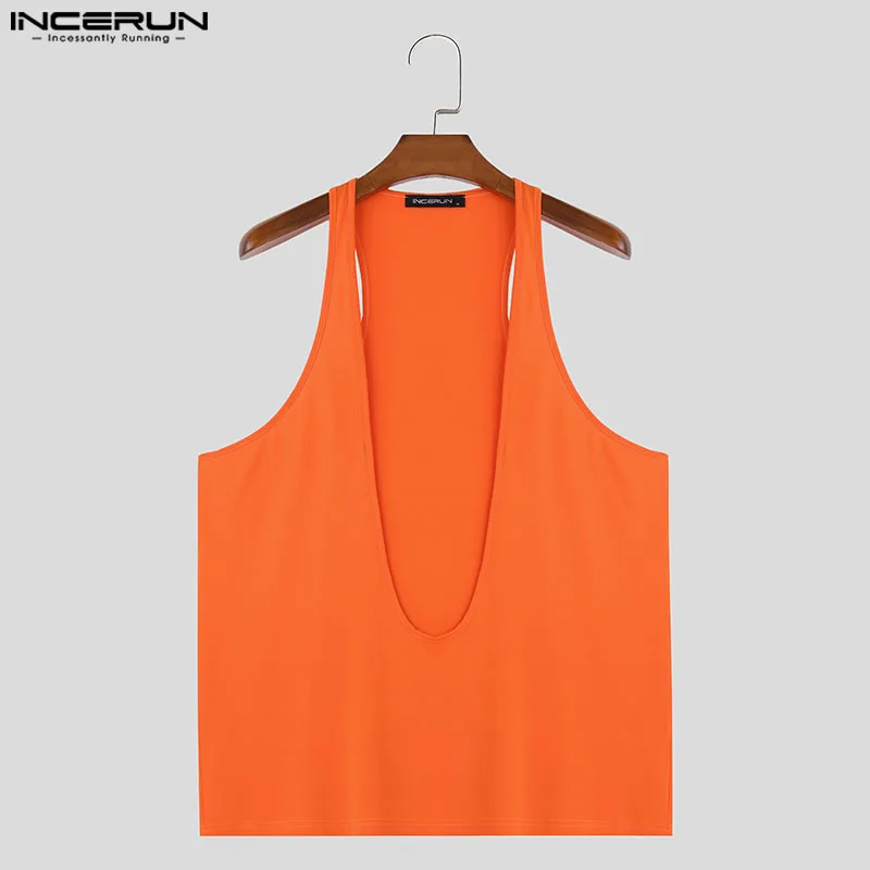 2024 MEN Sleeveless Tank Tops Fashion Summer Sexy Shirt Tee INCERUN Solid Color Tops Tee Men Clothing Streetwear Chemise S-5XL