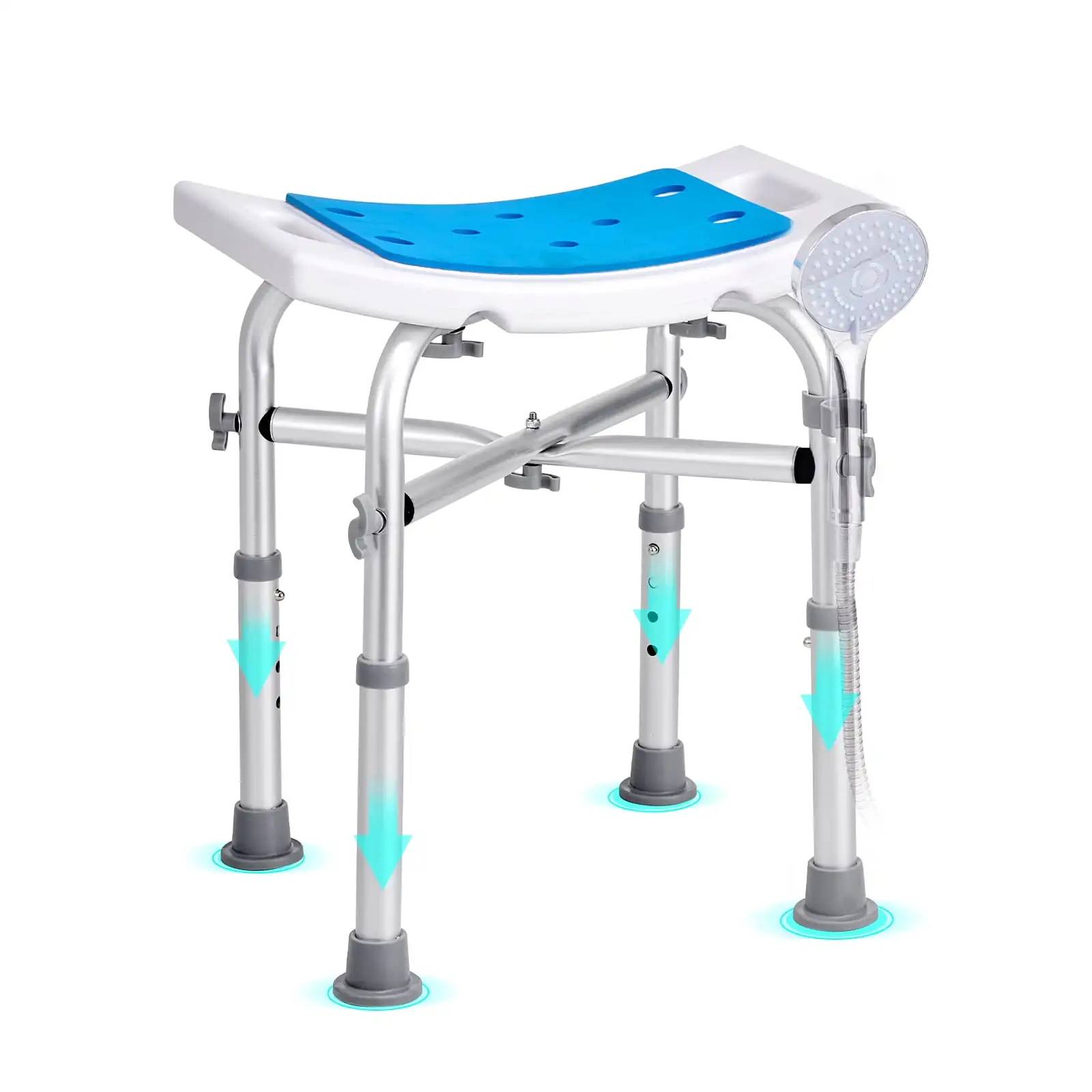 Shower Chair Height-Adjustable and Stable Designed for Use in Shower or Tub Features Non-Slip Seating for Seniors Disabled