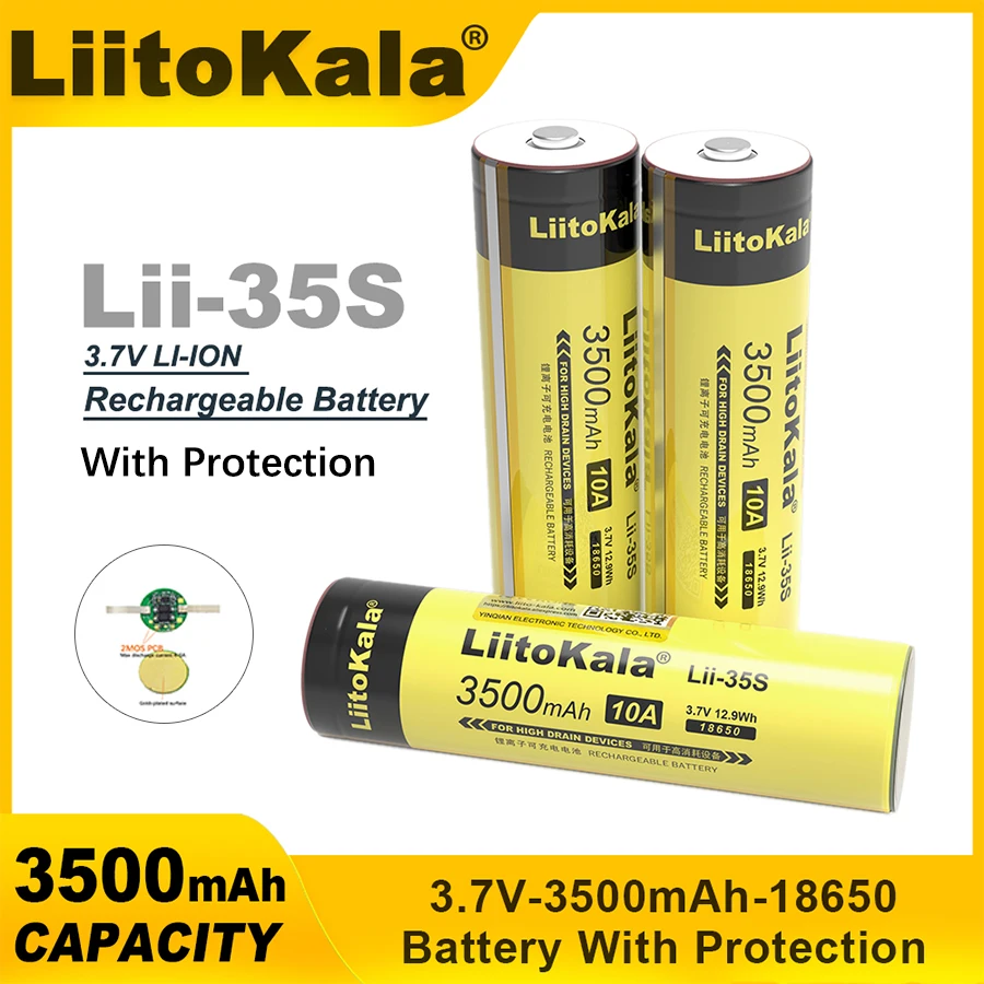 1-6 sztuk Liitokala Lii-35S chronione 18650 3400mAh akumulator litowo-jonowy z 2MOS PCB 3.7V do latarki