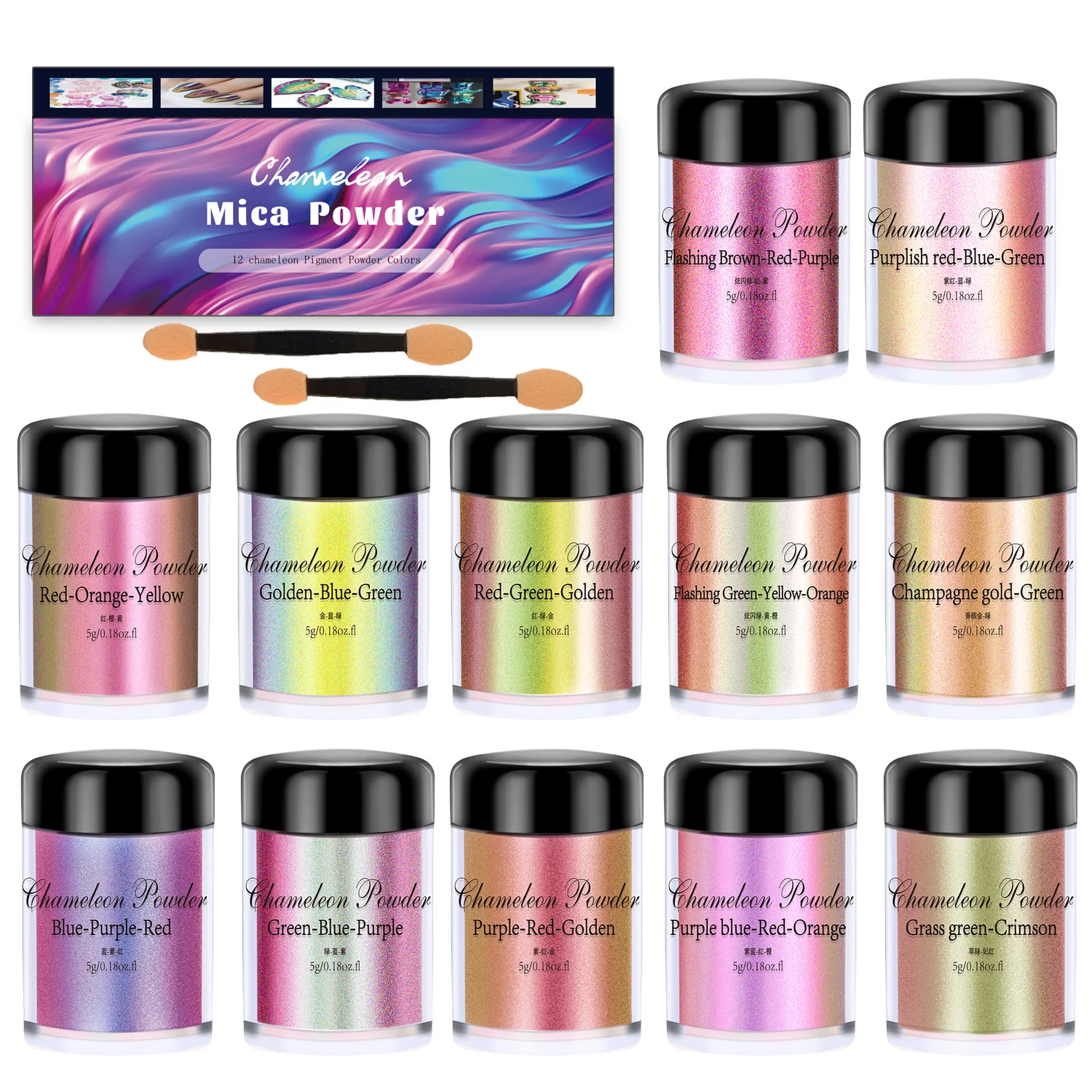 Polvo de pigmento de cambio de Color en polvo de Mica camaleón de 5g para pintura de resina epoxi, fabricación de jabón, bombas de baño, fabricación de velas, tintes ﻿