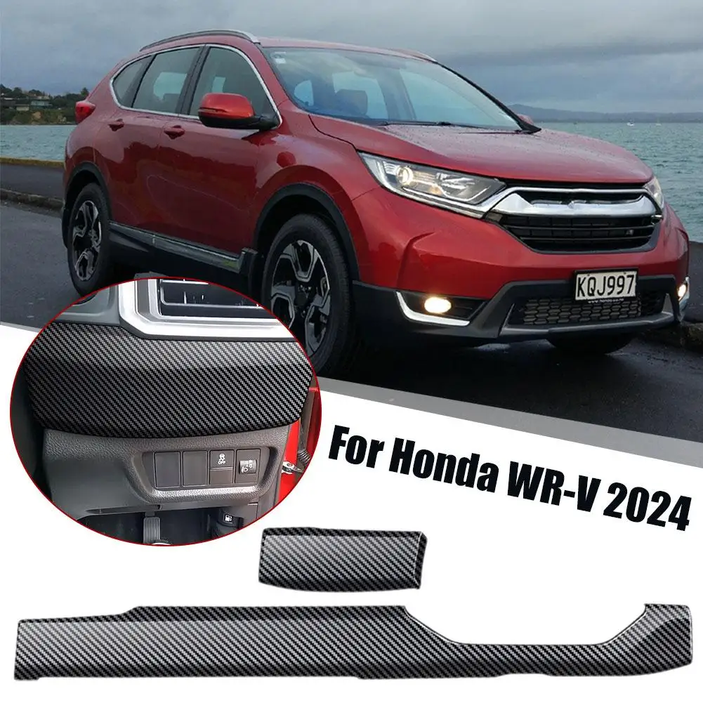 RHD For Honda WR-V WRV 2024 2025 ABS Carbon Fiber Car Instrument panel Middle comtrol cover Trims strip Car Accessories Int P6A5