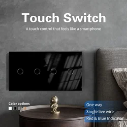 UBARO 157*86 EU/UK Standard Tempered Glass Wall Panel Light Touch Switch Led Indicator Sensor Electrical Button 1/2/3Gang 220V