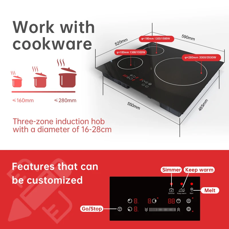 Hot sale Induction Cooker ultra Slim Electric Stove 3 burner Touch Control for Wholesale Black Color