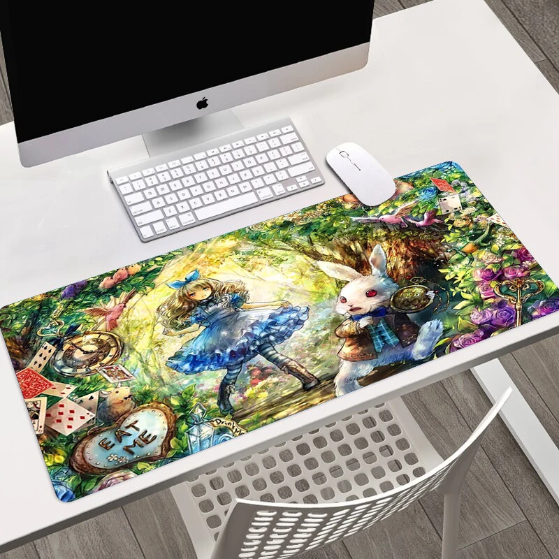 Disney Cheshire Cat Alice In Wonderland HD Printing Mouse Pad Computer Pc Gamer Large Desk Pads Computer Lock Edge Keyboard Mat