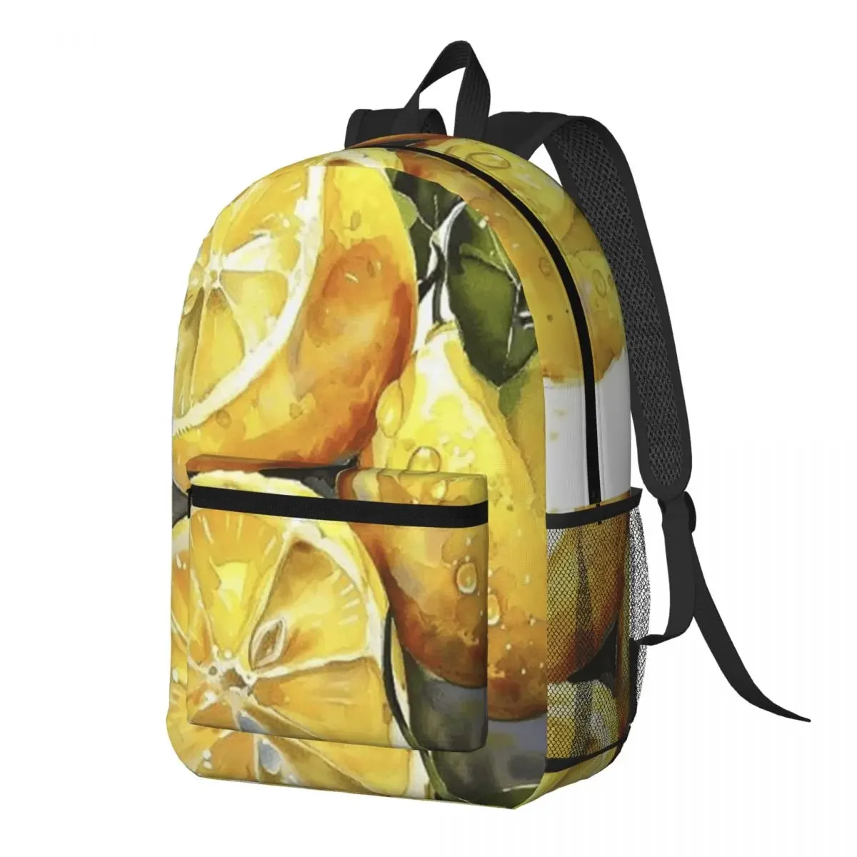 Watercolor Lemon Design Backpack Daypack Large Capacity Boys Girls BookBag School Bag Shoulder Bags for Men Women