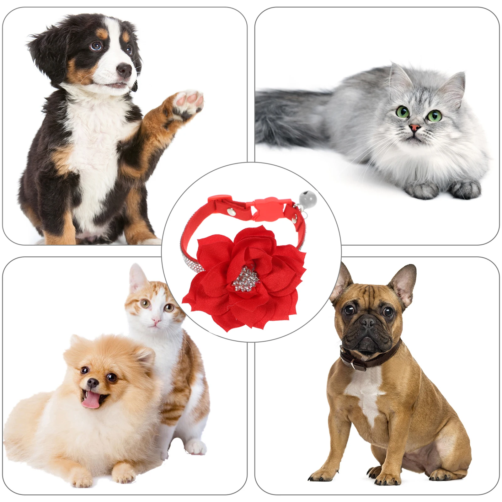 

Rhinestone Cat Necklace Puppy Dog Collar Small Collars Pet Cute for Dogs