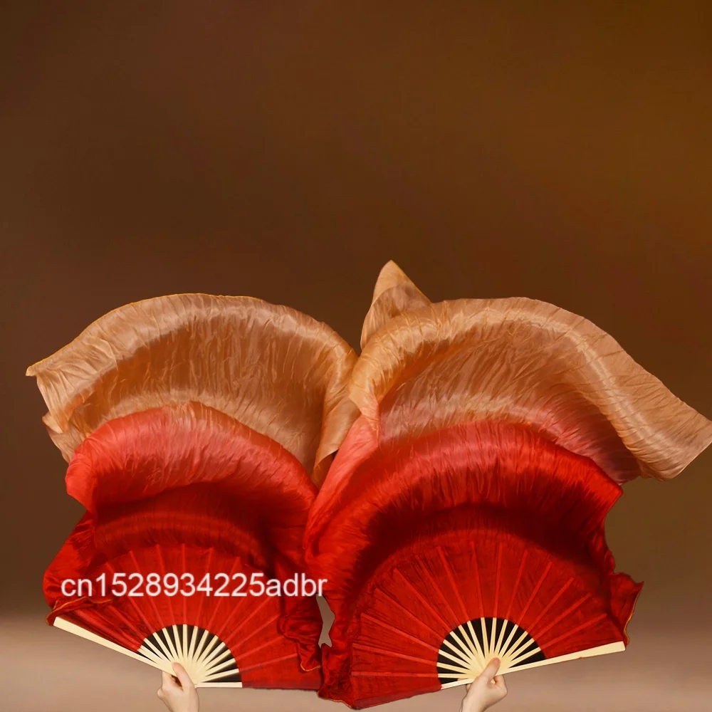 Real Slik Fans Belly Dance New Arrivals Stage Performance Dance Fans 100% Silk Veils Colored Women Belly Dance Fan Veils Orange
