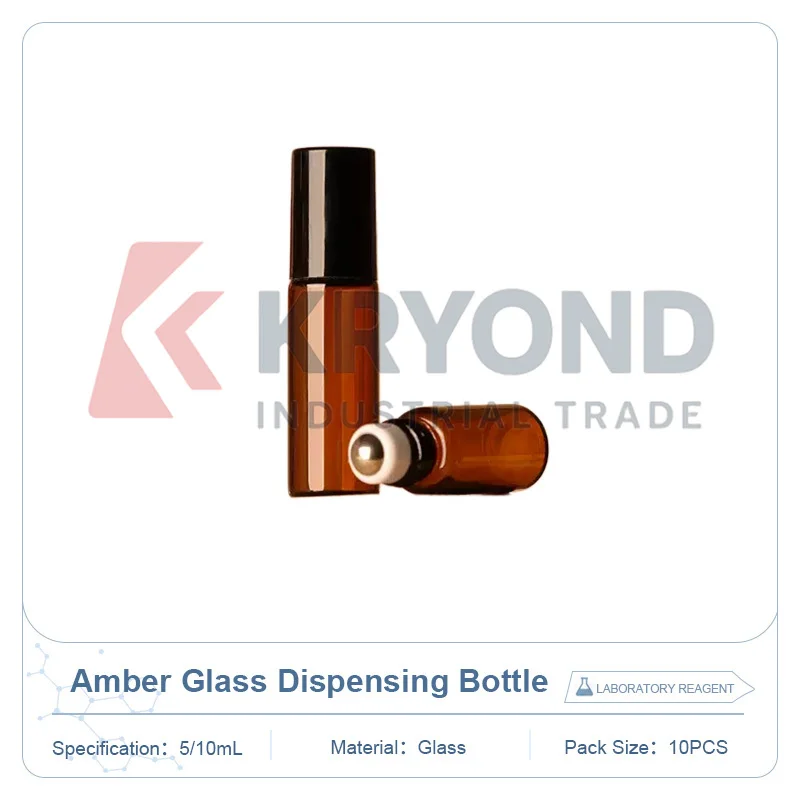 Brown Glass Dispensing Bottle Stainless Steel Roller Head 5mL 10mL 10pcs Pack Storage Container Laboratory Vessel Research Model