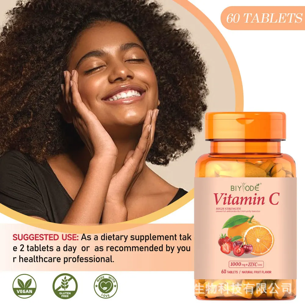 

1 bottle of vitamin C tablets to nourish the skin improve immunity brighten skin tone promote metabolism