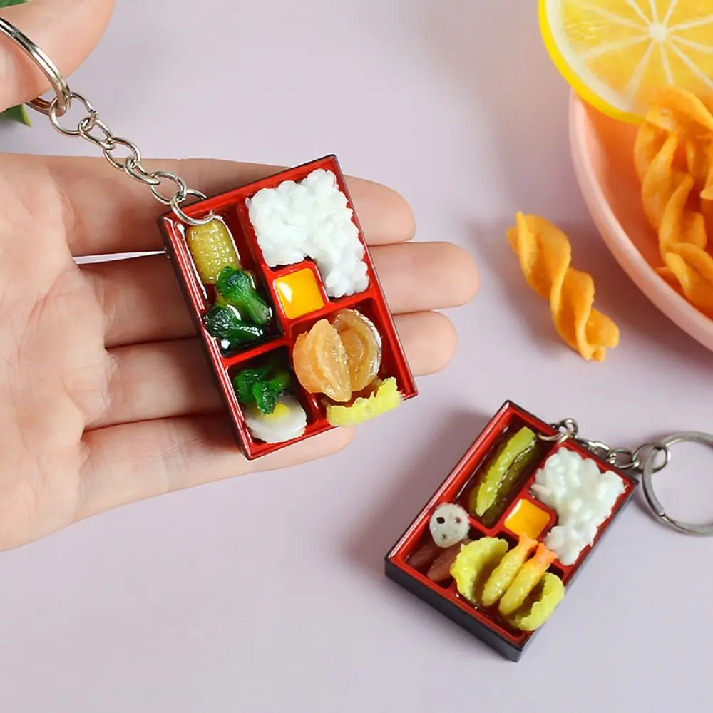 PVC Simulation Food Box Toy Keychain Scene Model Sushi Box Lunch Dollhouse Mini Sushi Keychain Miniature Creative