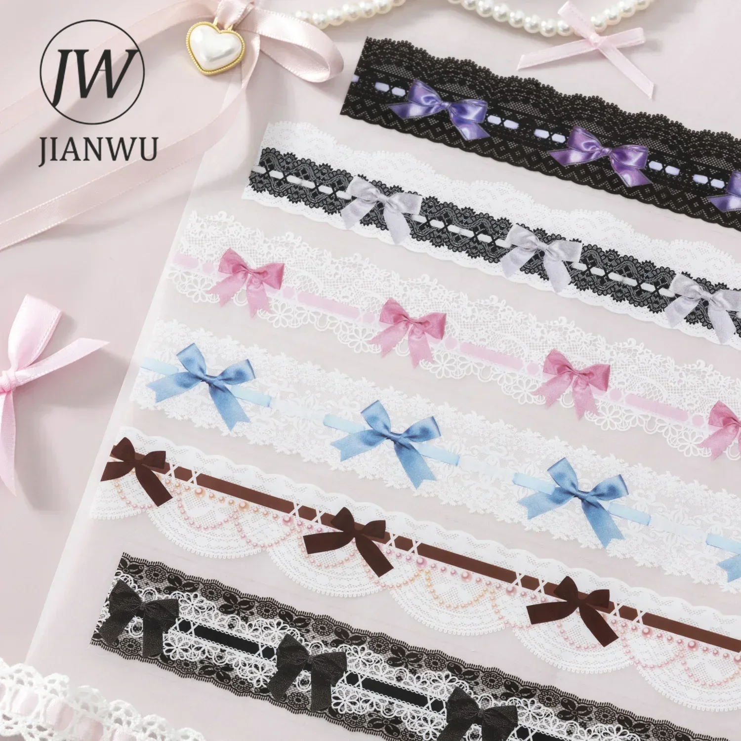 JIANWU 30mm*200cm Sweet Dream Lace Series Vintage Bow Tie Landscaping Material Collage PET Tape Creative DIY Journal Stationery