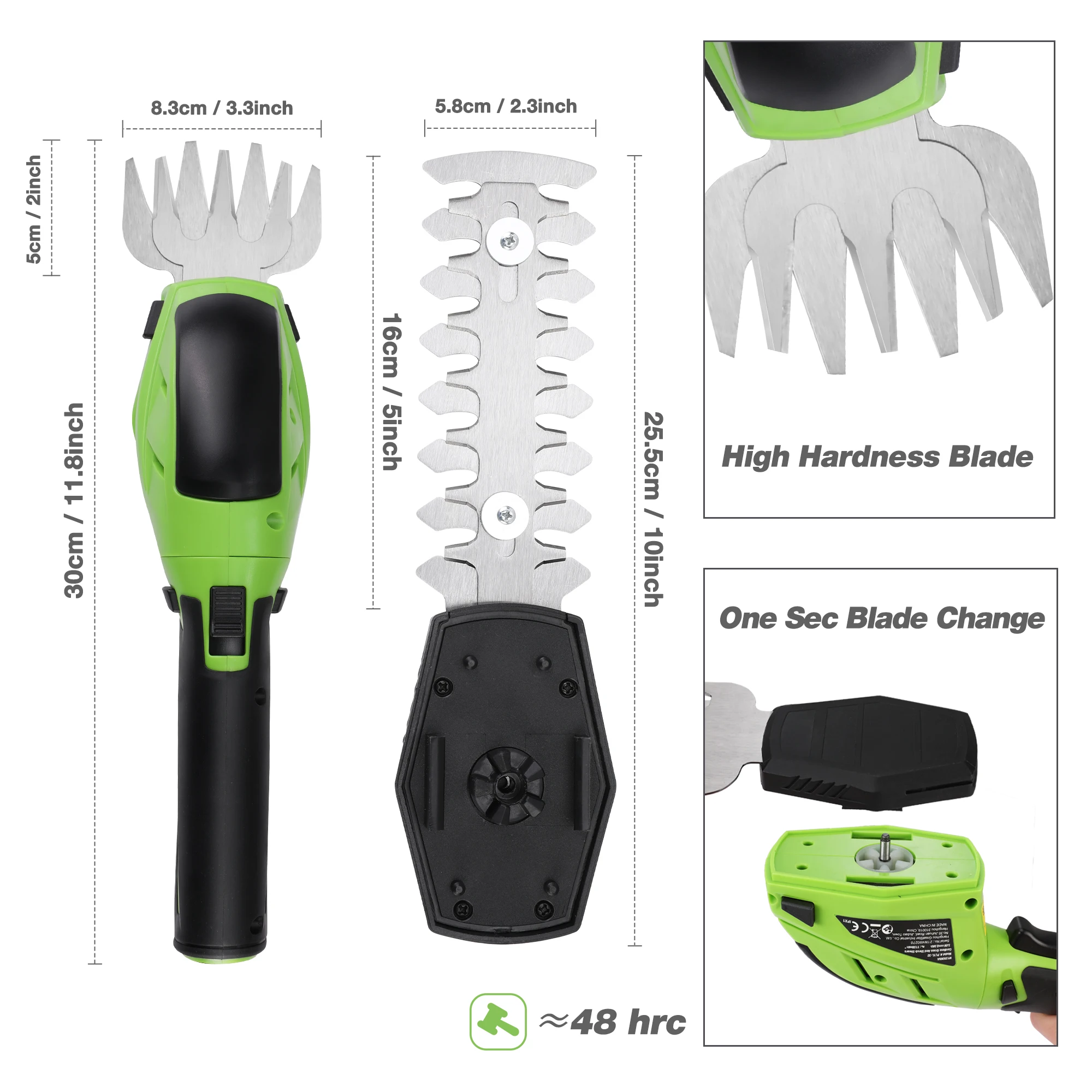 WORKPRO Battery Grass and Shrub Shears, Handy Grass Shears, 3.6V, 2000 mAh, 2 Different Blades, with Battery and Charging Cable