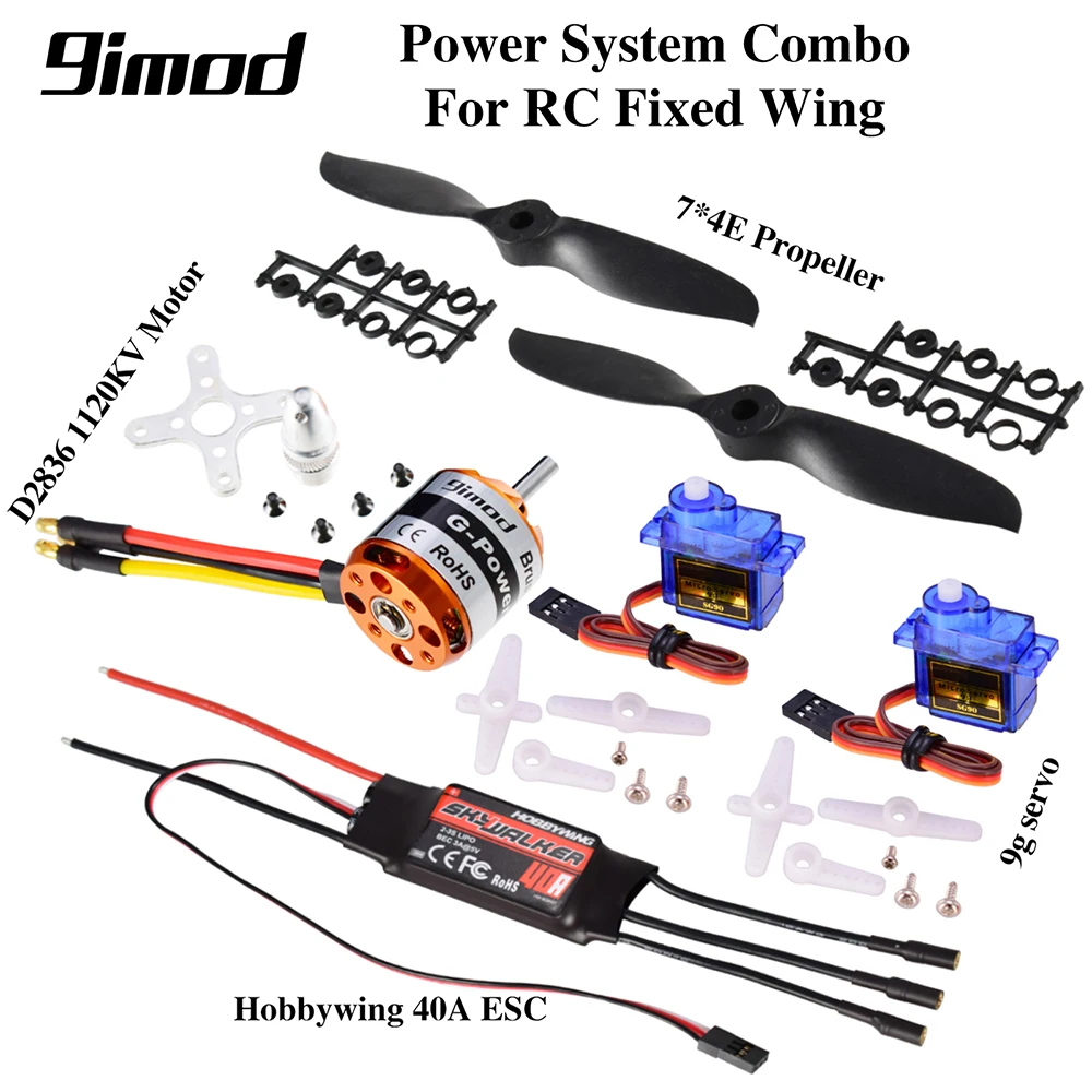 

9imod Brushless Motor Combo Set With ESC 9g Micro Servo propeller for RC Fixed Wing Aircraft Helicopter