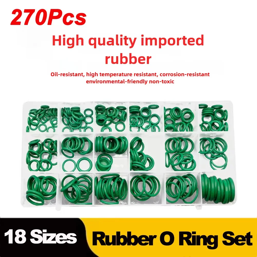 

18 Sizes 270Pcs Universal Car Air Conditioning HNBR O-rings Car Auto Repair Tools Rubber Air Conditioning Refrigerant Ring Set