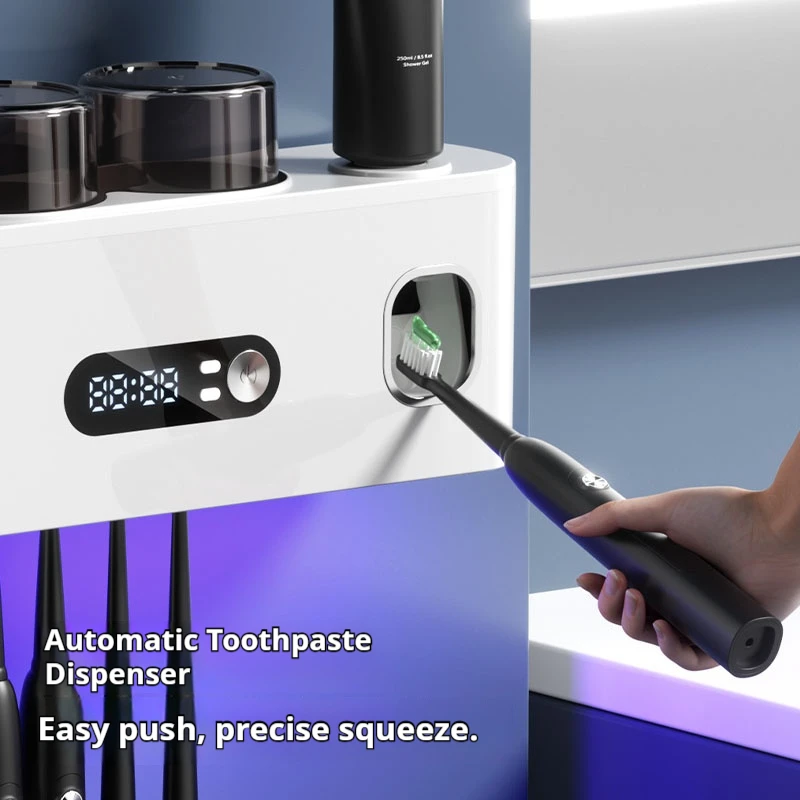 HOMEFISH Esterilizador Portátil UV para Escovas de Dente, Suporte Recarregável de Parede, Secador Sem Fio para Escovas de Dente Elétricas