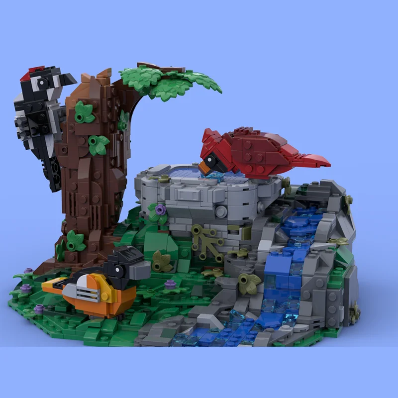 1156 Uds. MOC modelo de baño de pájaros de verano, bloques de construcción DIY, educación creativa, regalos de Navidad, juguete de ladrillo, cumpleaños para niños