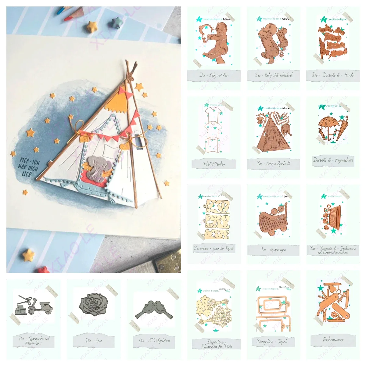 

3D Bird Scooter with Gifts Metal Cutting Dies Craft Embossing Make Paper Greeting Card Making Template DIY Handmade 2025 New